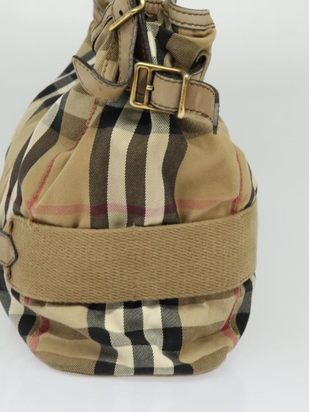 BURBERRY Nova Check Shoulder Bag Canvas Beige Gold Auth 120793 - Picture 4 of 16